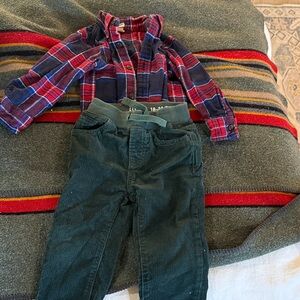 baby Gap Plaid Shirt and Corduroy Pants Set